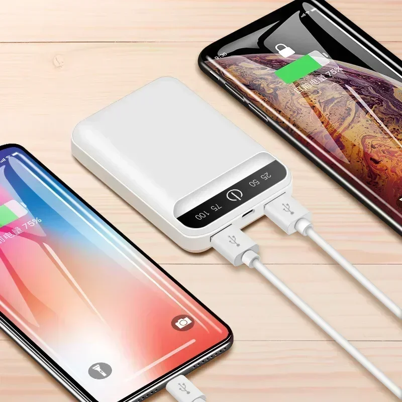 Power Bank Mini baterai 50000mAh, tampilan Digital pengisian daya Cepat portabel dua USB pengisi daya untuk iPhone,Xiaomi,Huawei