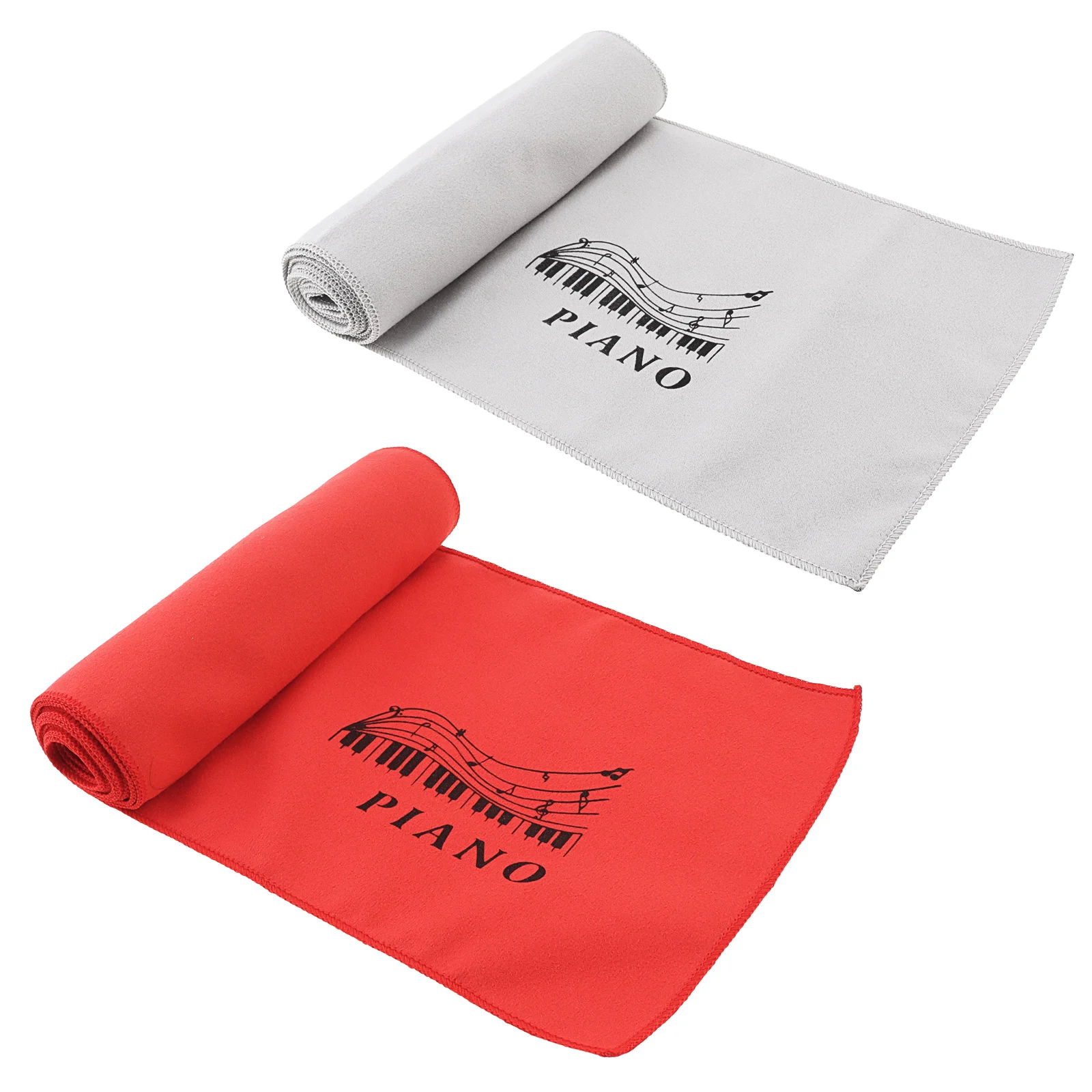 2 Pcs Microfiber Cloth Soft Piano Keyboard Dust Covers for 88 Keys Electronic Piano Keyboard Protective Cloth Key Cover Gray Red