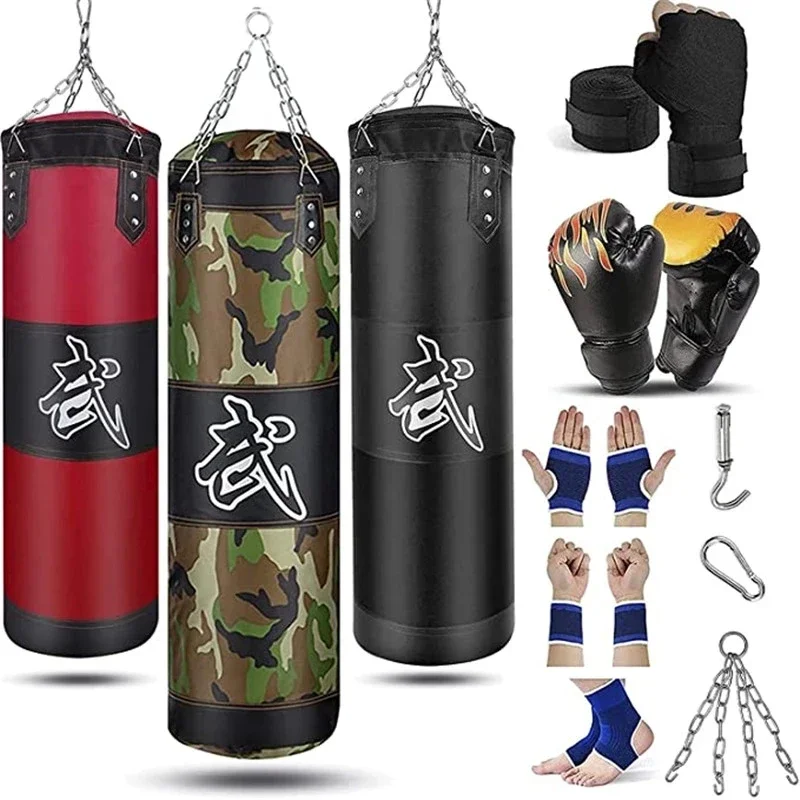 

Sac boxe professionnel non rempli, sac sable avec accessoires confrontation, MMA Muay Thai,