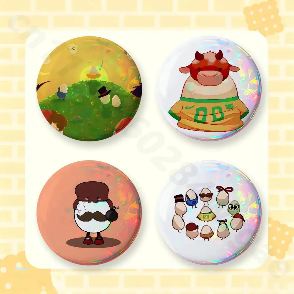 Q-Qsmp Egg 2 Pieces Badge Brooches on Backpack Clothes Handmade Round Enamel Pins for Jewelry