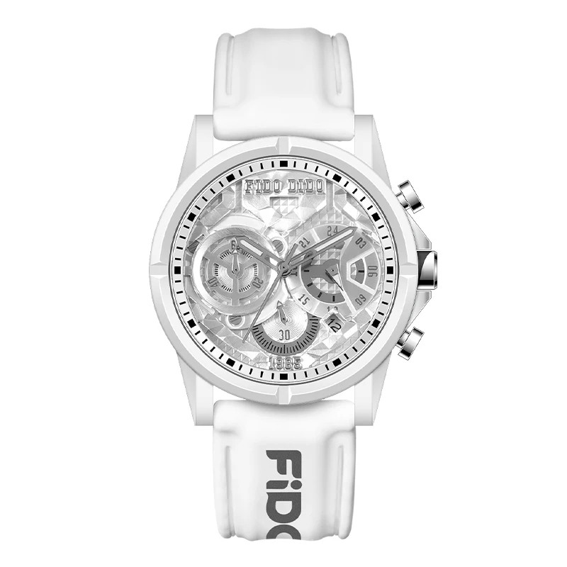 FidoDido Qixi pseudo-mechanical hollow three eyes six needles trendy fashion men's and women's Couple Watches FD2344-918