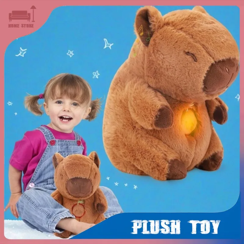 

Adorable Breathing Capybara Plush Toy Soothing Music Light Sleep Aid Stuffed Animal Relieve Anxiety for Bedtime Comfort Gifts