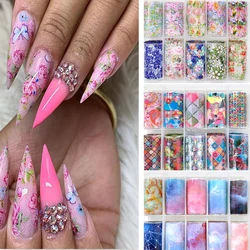 10 Rolls Flower Angel Nail Foils Transfer Paper Stickers Bohemia Sliders Adhesive Wraps DIY Marble Decal Nail Art Decorations