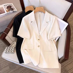 Giacca da abito a maniche corte di alta qualità femminile 2024 estate nuovo cappotto Blazer Overwear di grandi dimensioni elegante temperamento sottile Top da donna