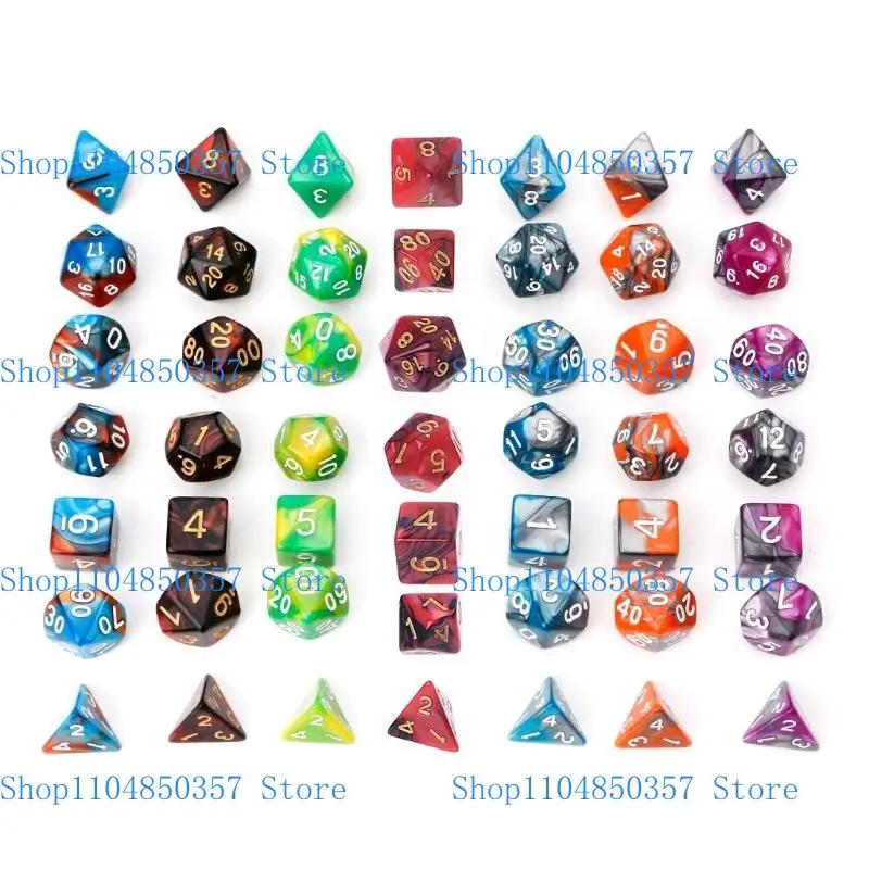 5Asd 7pcs/establecer dados poliédricos acrílicos para juego TRPG D4-D20