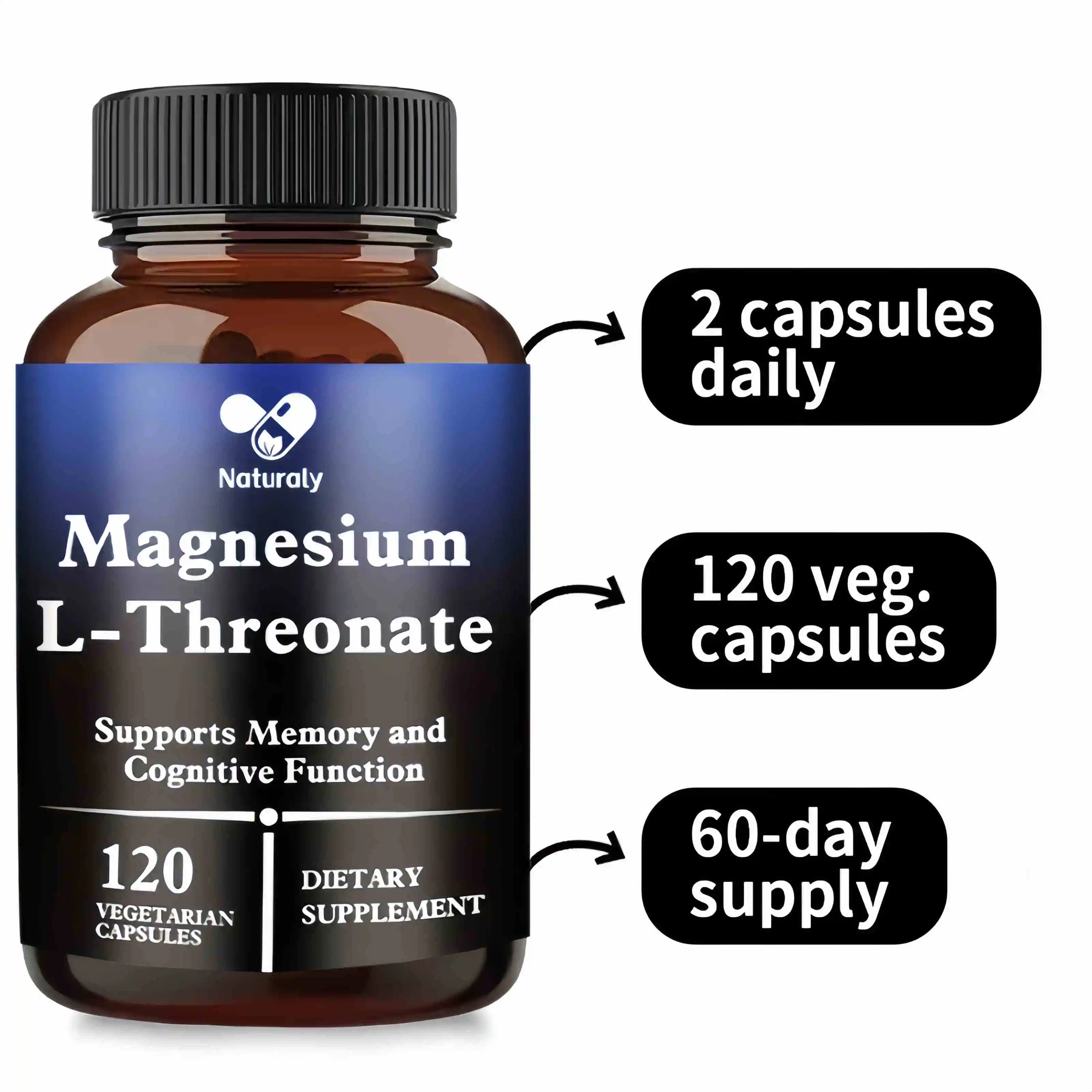 Magnesium L-Threonate Supplement – Promotes Brain Health, Improves Memory and Concentration