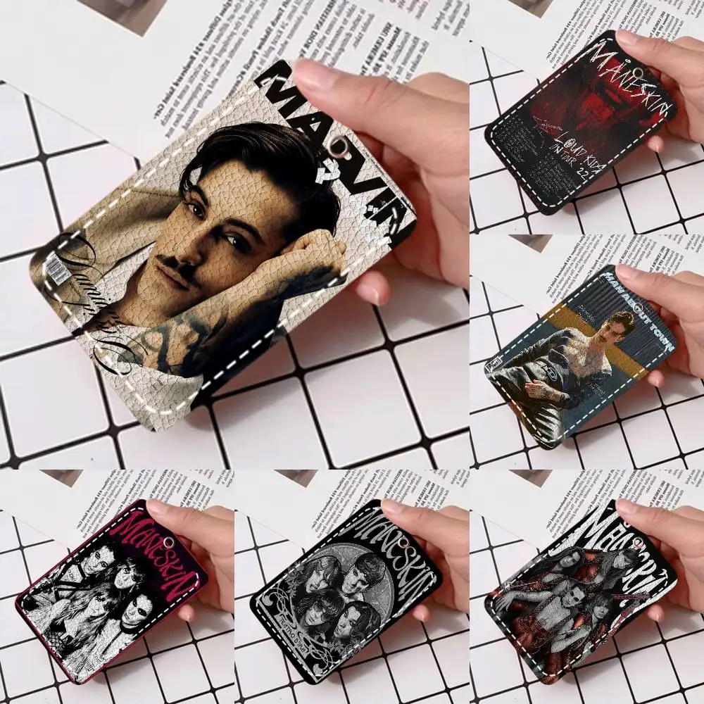 

M-Maneskin D-Damiano Card Holde Applicable To Credit Cards Bus Card Soft Leather Rectangular Keychain Protective Cover