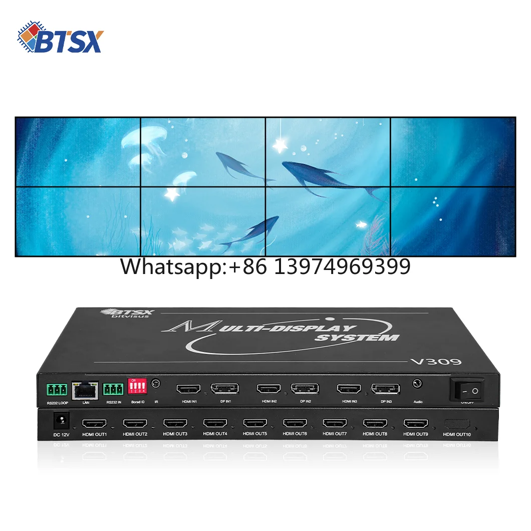 No Stretching Engineering Display Applications 8K30 LCD Video Wall Processor 3 HDMI Input 9 HDMI Output Image Processor