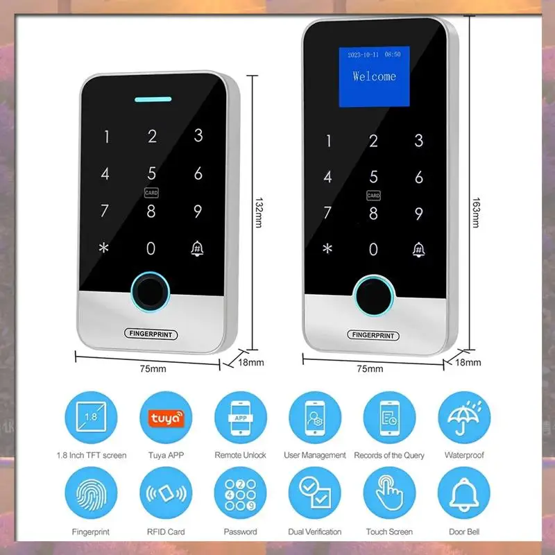 Лидер продаж, Bluetooth Tuya, клавиатура, приложение, умная клавиатура с отпечатками пальцев, сенсорная IP65, водонепроницаемая, 13,56 МГц, устройство открывания дверей (S300A)