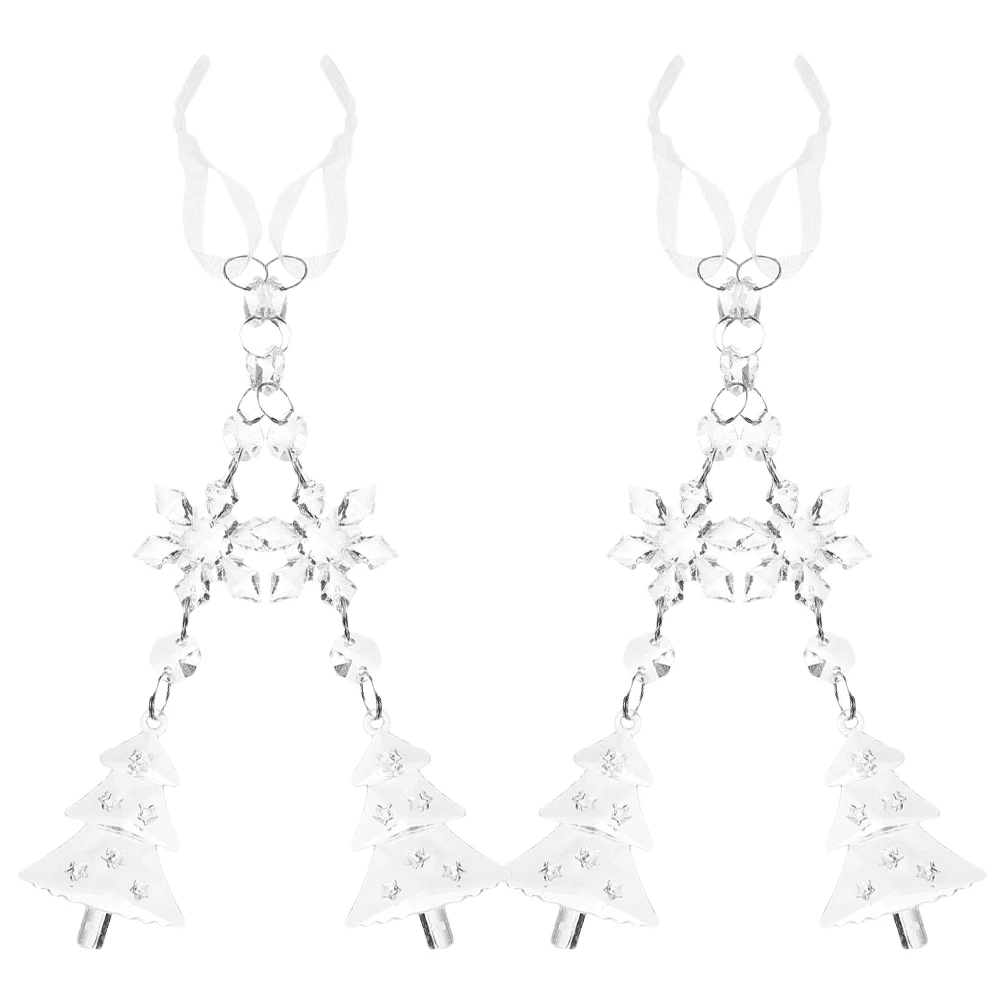

4pcs Snowflakes Hanging Christmas Tree Decorations Transparent Acrylic Pendants Xmas Party naments Holiday Gifts