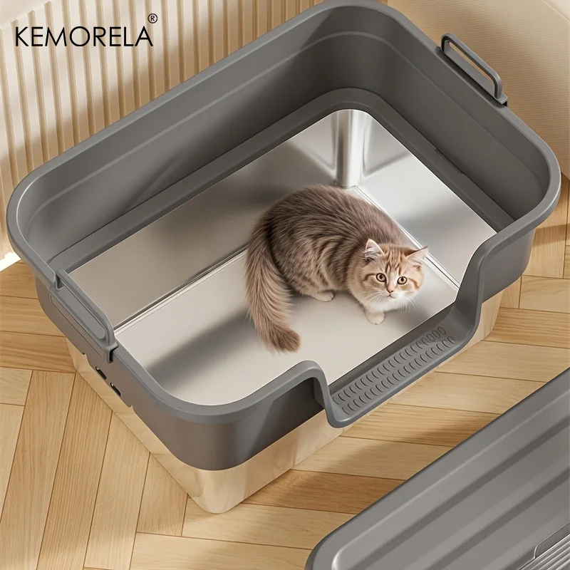XL Enclosed Cat Litter Box with Stainless Steel Base Anti-Splash &Odor Control Privacy House for Large Cats Easy Clean Removable view 3