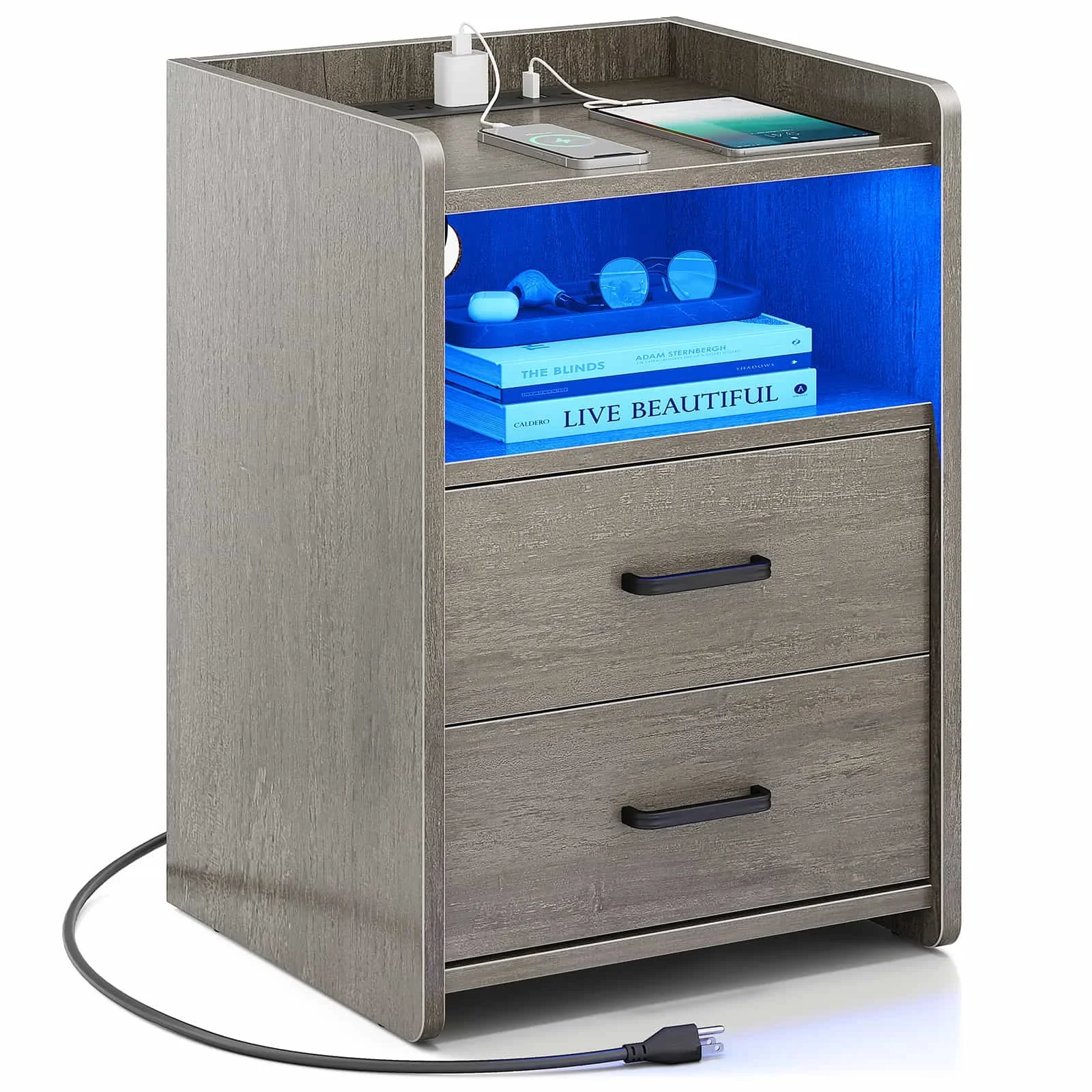 Discount 2023 Hot Sales  Modern Nightstand Lamp Table Smart Bedside Table With  With Charging Station USB For Bedroom