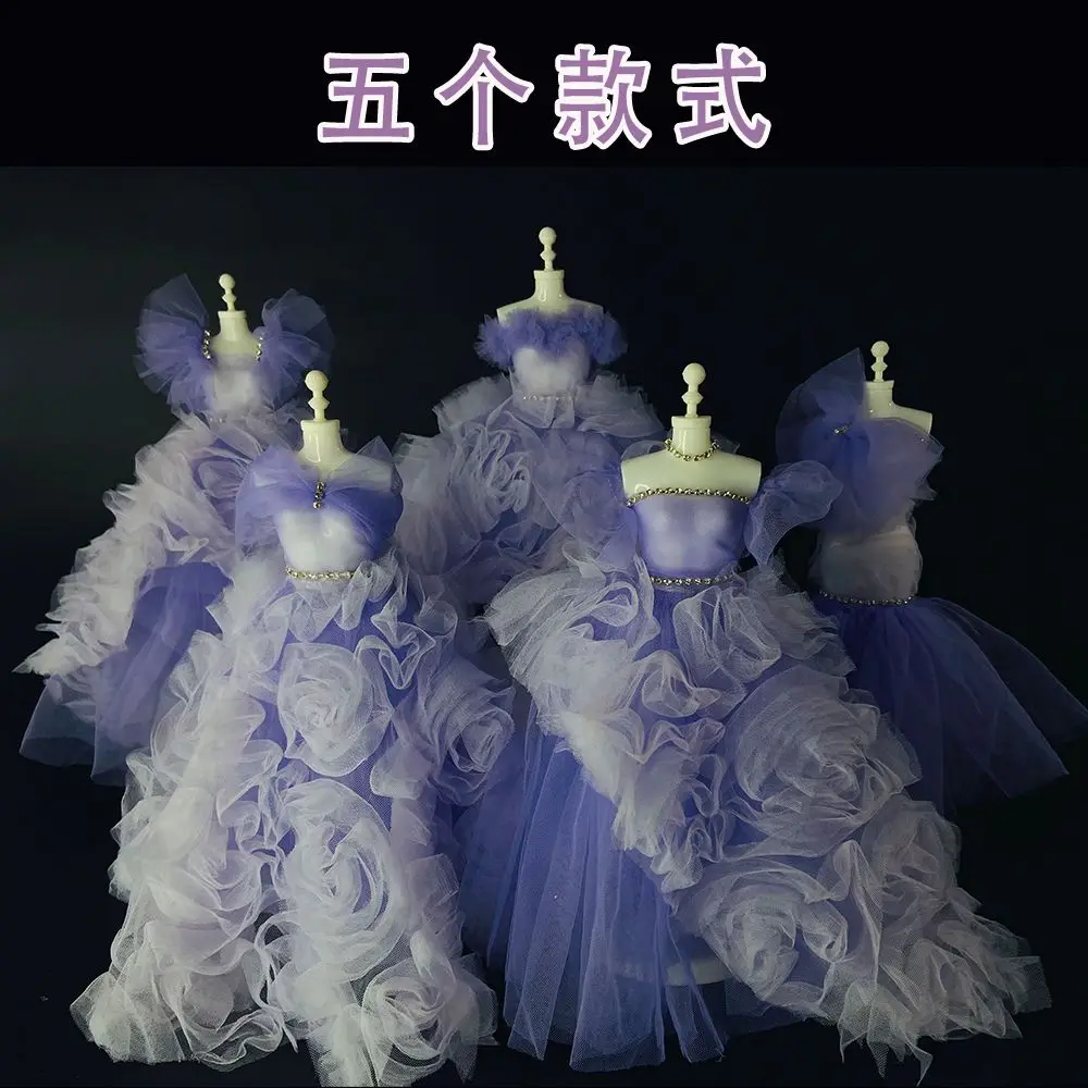 27 cm girls and children handmade DIY creative clothing design material package purple cloud dress toy set 5 pieces