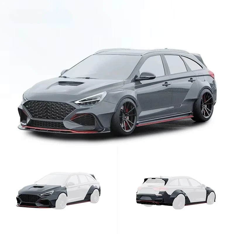 Customized Car Modification Wide Body Style Carbon Fiber Front Bumper Side Skirts Rear Bumper for Hyundai I30 Body Kit Upgrade