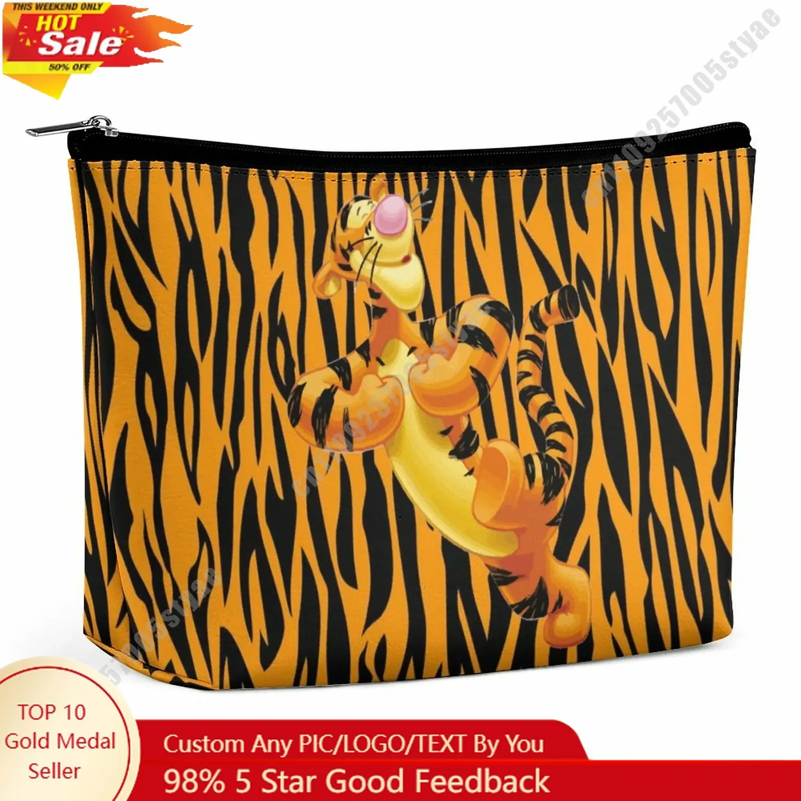

Tigger Cosmetic Bag Disney Cartoon Role DIY Customized Graphic Design Personalized Creation Holiday Gift Cosmetic Storage