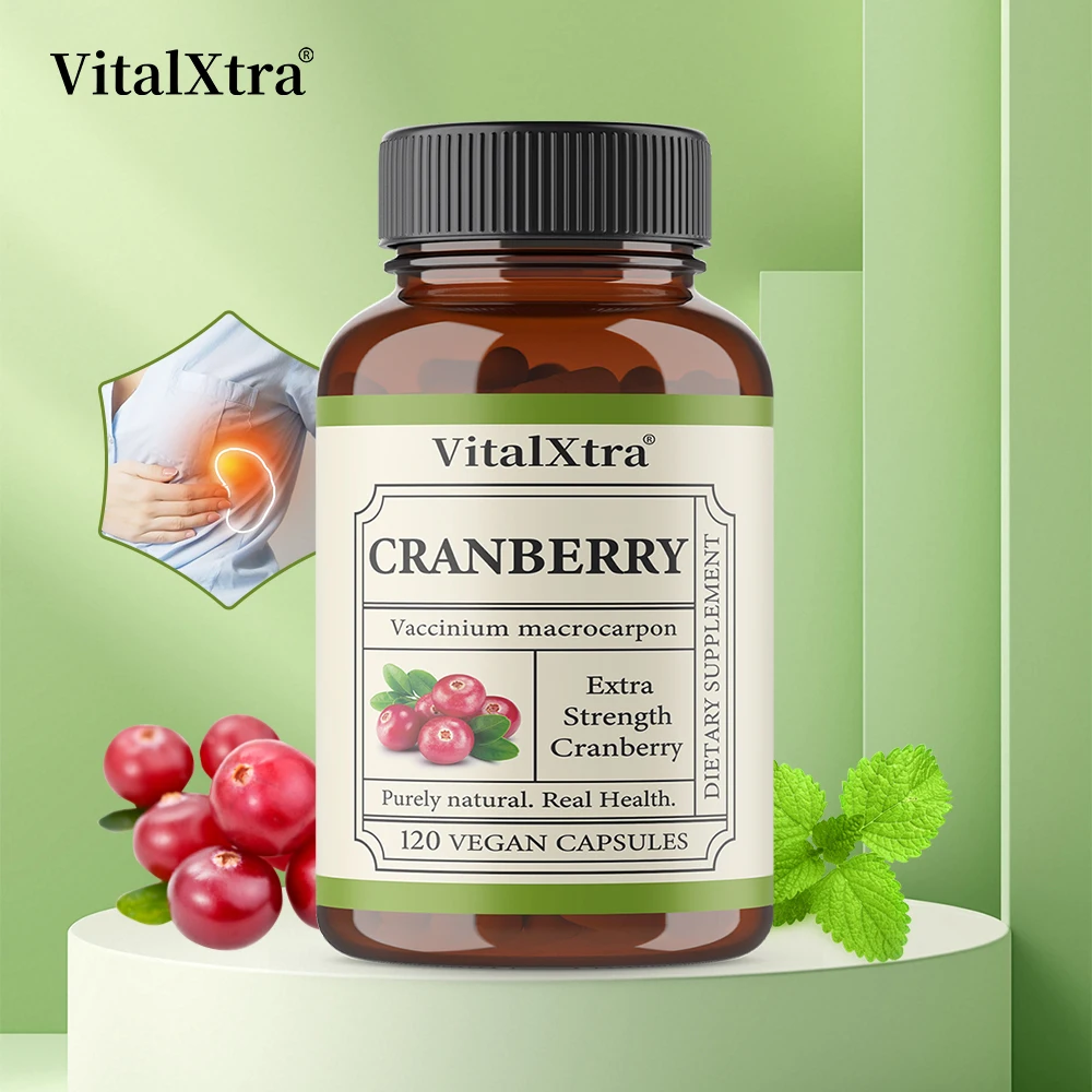 Extra Strength Cranberry Capsules - 12,500 Mg Fresh Cranberries Per Capsule, Optimizes Urinary Tract Health - Vegan