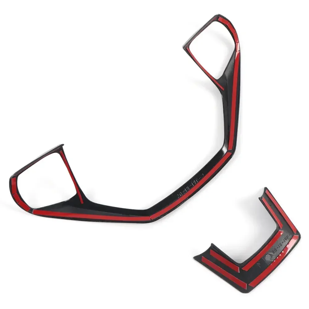 2PCS For Ford Explorer 2020-2023 Front Steering Wheel Trim Panel Cover Frame Sticker Interior Molding Car Decoration Accessories