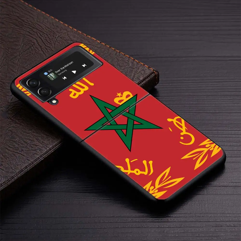 Marocco Flag Passport Zflip4 Zflip5 custodia per telefono per Samsung Z Flip3 Flip4 Flip5 5G zFlip 4 5 Cover cellulare Shell Caso Fundas