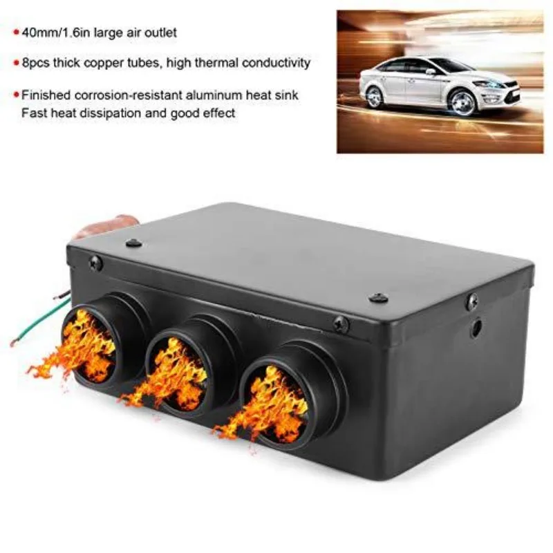 Car Heater Outdoor 12V/24V Cold and Warm Three-hole Fast Heating Heater Winter Truck Defrosting Large Fan High-power Heater