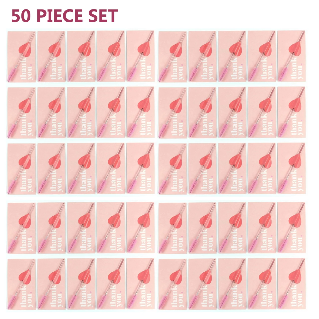 10/50 Stück Einweg-Wimpernbürsten, Mascara-Stäbchen mit rosa Kristallgriff und Dankeskarten, Wimpernlifting-Make-up-Tools