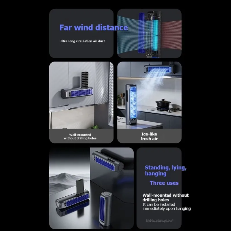 

A65T-Mobile Stand Included Multifunctional Desktop Bladeless Fan Perfect For Kitchen, Office Bedroom