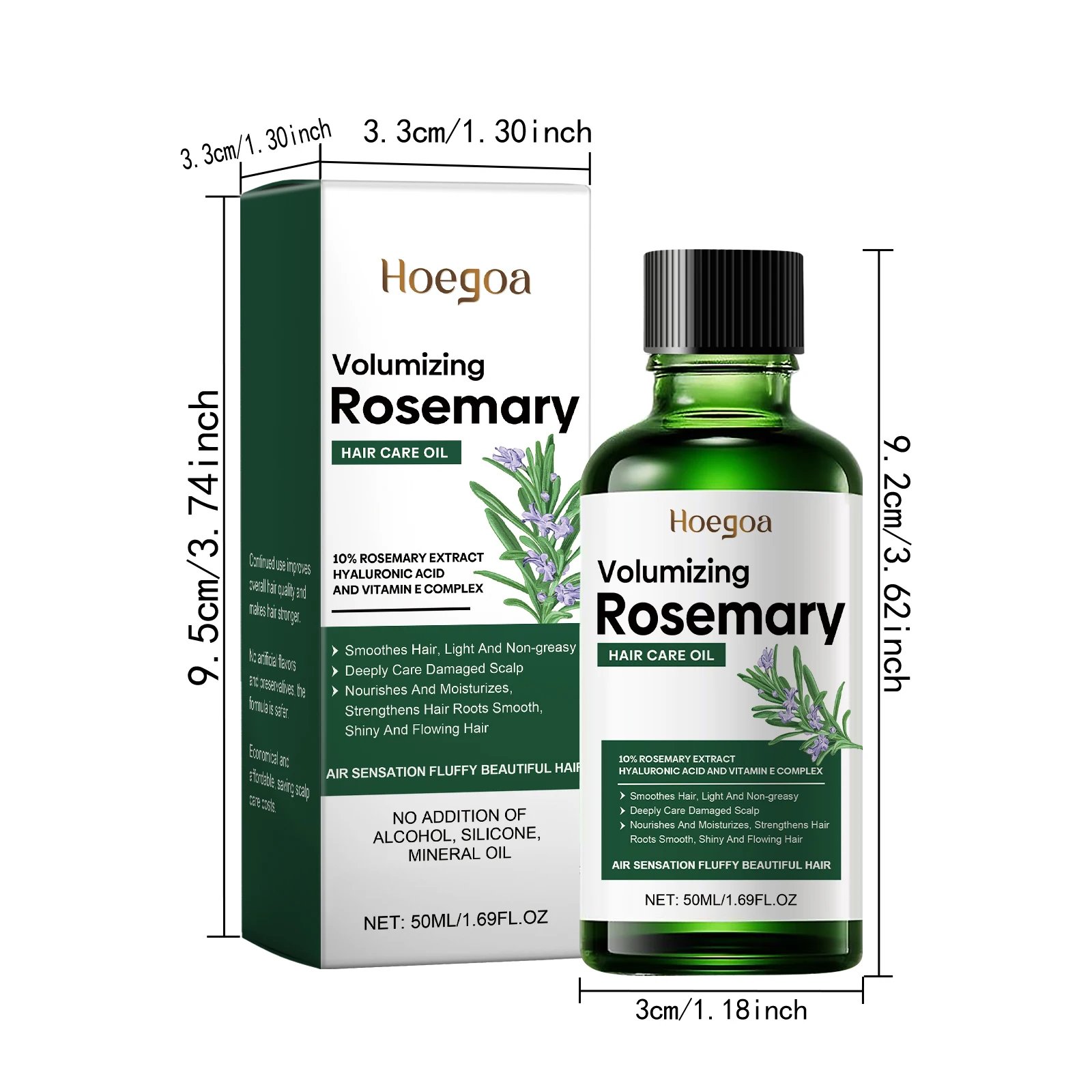 Hoegoa Rosemary Hair Oil - Nourishing Scalp Treatment with Castor Seed Oil and Rosemary Extract for Stronger Thicker Hair, Anti-Hair Loss Hair Care Serum 100ml 1pc