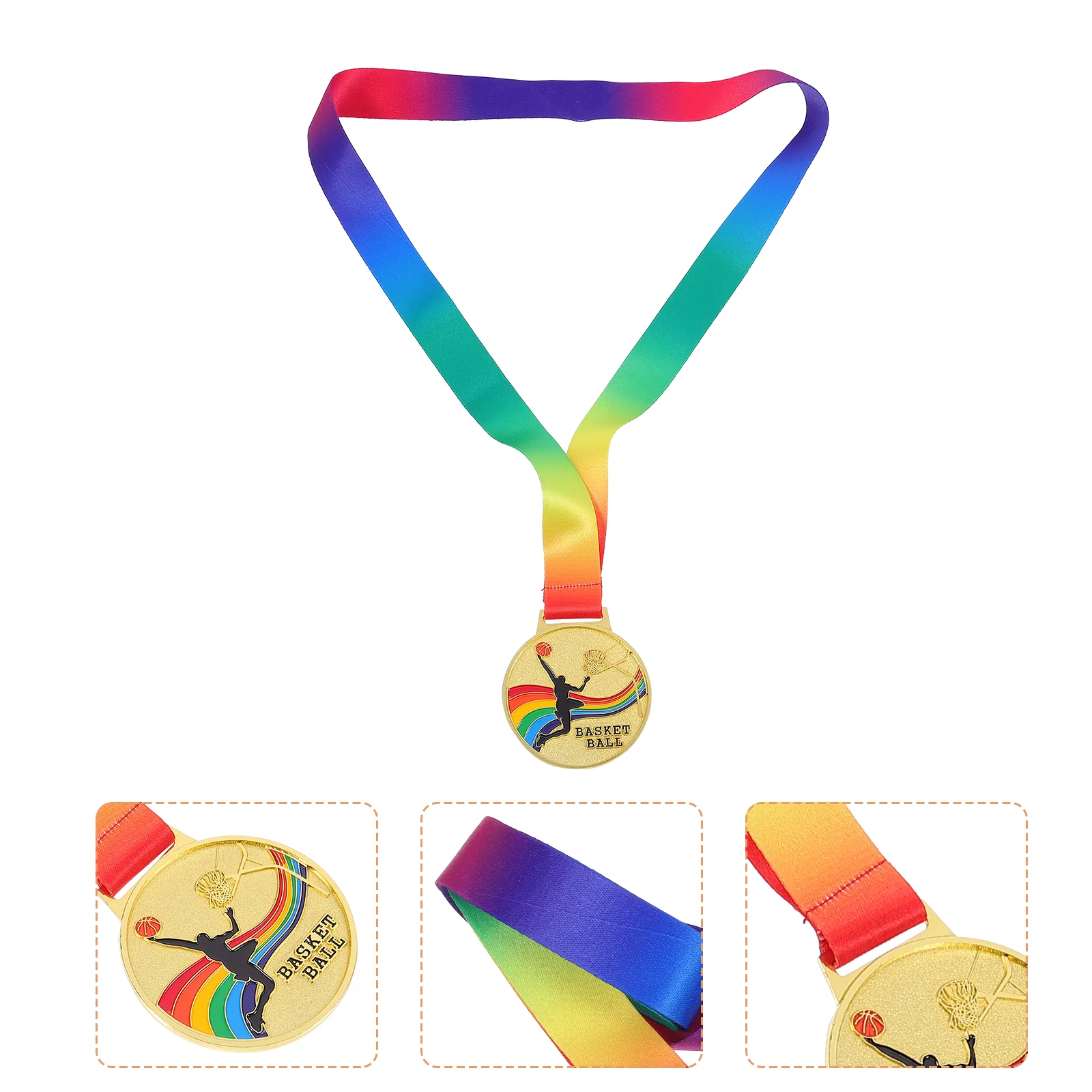 2 Pcs Basketball Medal Gold Practical Medals Commemorate Football Excellent Texture Toy Ribbon Competition Efforts and Success