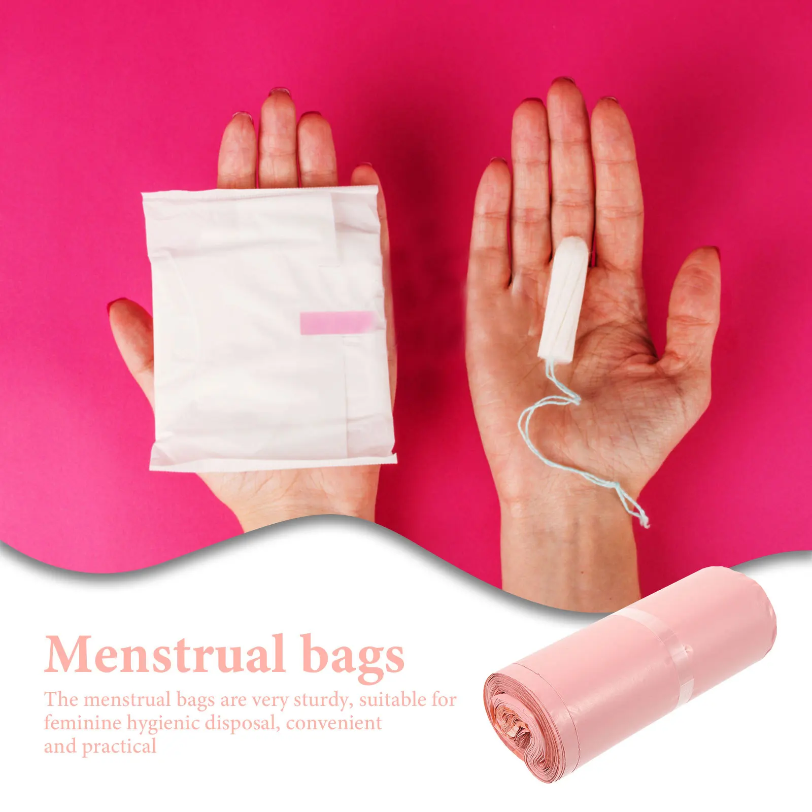 

100pcs Self Adhesive Hygiene Bags Pink 17x30cm Disposable Feminine Product Treatment Strong Sealing Strips Thickened