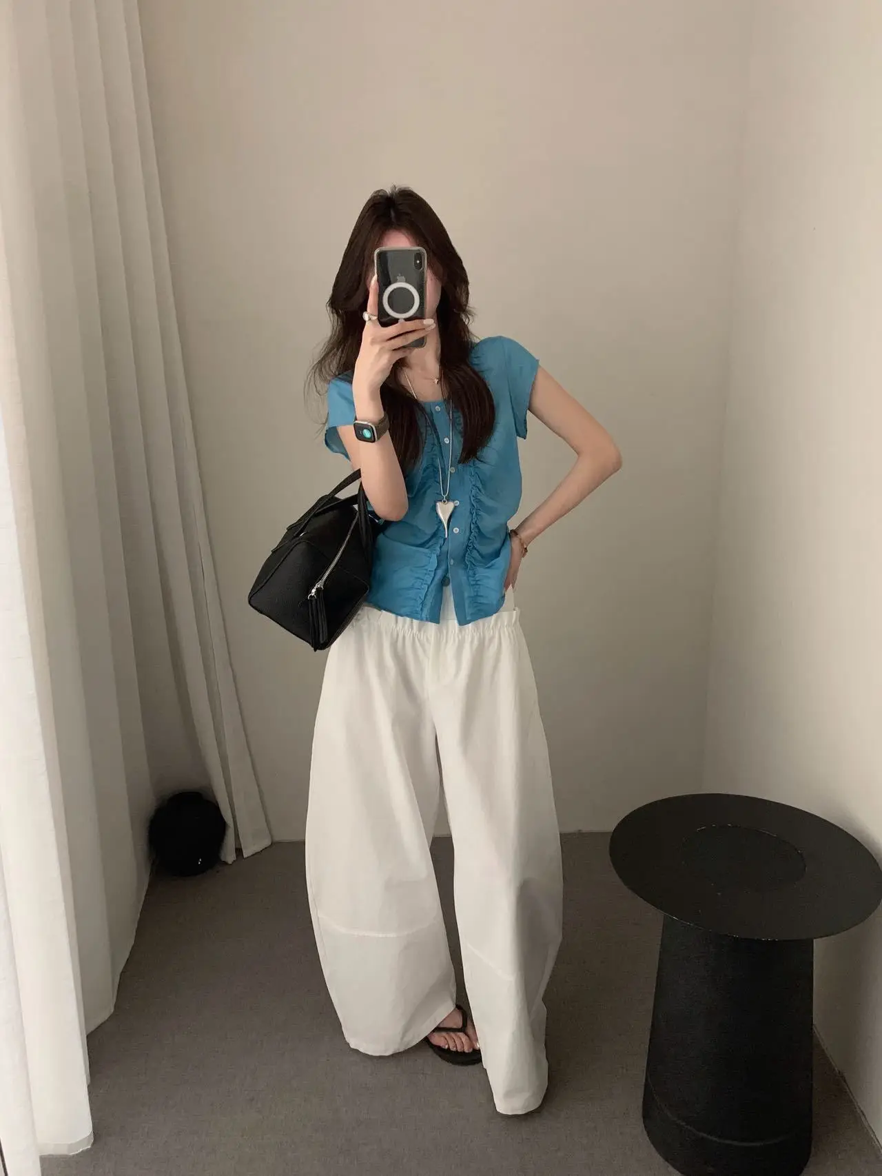 

Женский топ свободного кроя с эффектом похудения, однотонный, в корейском стиле, нежный, летний, дышащий, приятный для кожи, Tagkita Lilian Legacy Bone