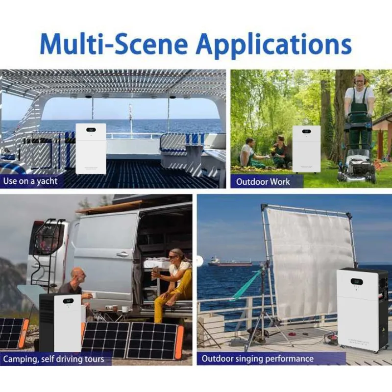 Dc 48V 300Ah 15Kwh LiFePO4 Batteria Tipo a parete e inverter Generatore solare Centrale elettrica Sistema di accumulo di energia domestica