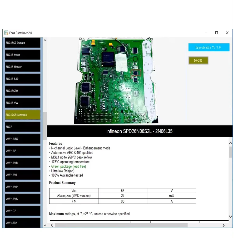 Ecus Datasheet 2.0 ECU Repair Software accesorios para auto PCB Schematics with Electronic Components of Car ECUs and Additional