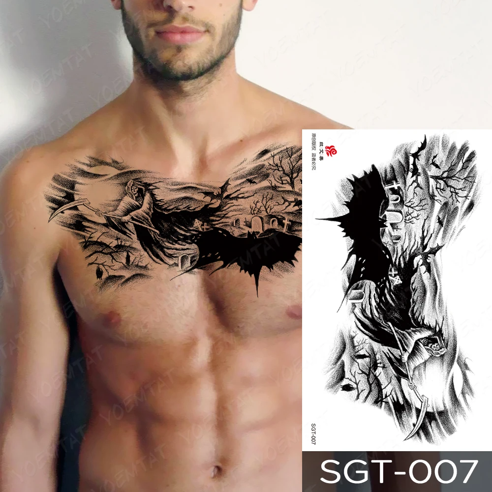 Tatouages Temporaires Imperméables pour Femme et Homme, Sexy, Grande Poitrine, Gothique, Amour, Croix, Autocollant, Taille Arrière, Dessins d'Art, Faux Tatouage