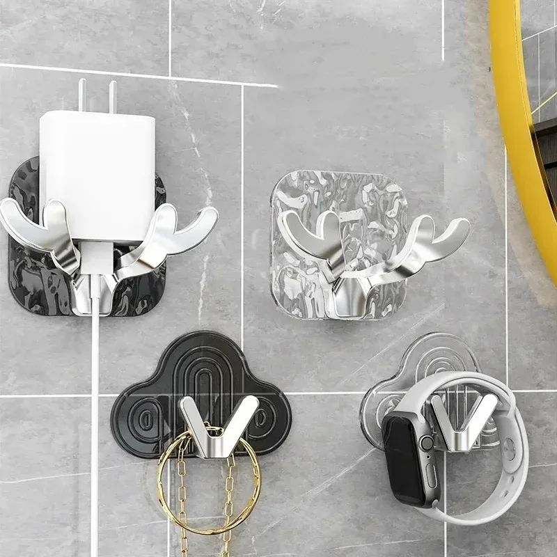 

Wall Hooks Transparent Storage Racrs Self Adhesive Hanger Hanging Keys Towel Multi-Purpose Hook for Bathroom Accessories