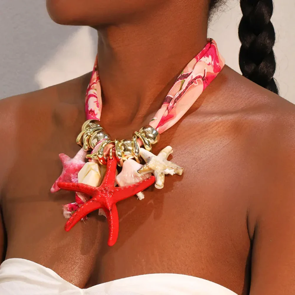

Statement Boho Geometric Necklace Starfishs Design for Women Girl Trendy Wedding Party Jewelry Accessory