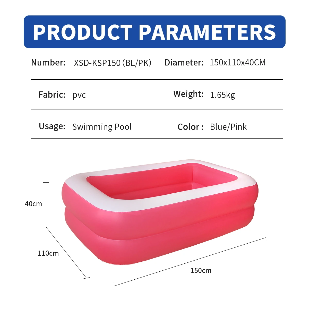 150 ซม.Inflatable Ball Pit Pool สําหรับเด็ก,เด็กวัยหัดเดิน,Blow Up PVC สระว่ายน้ํา 45.3*33.5*13.8in Unisex