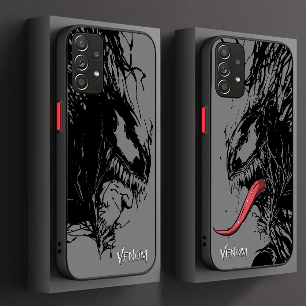 Marvel Black VENOM Matte Phone Case For Samsung GALAXY A14 A20 A21 A22 M22 A23 A30 A31 A32 A33 A42 M42 A50 A7 S A1 A3 CORE 4G 5G