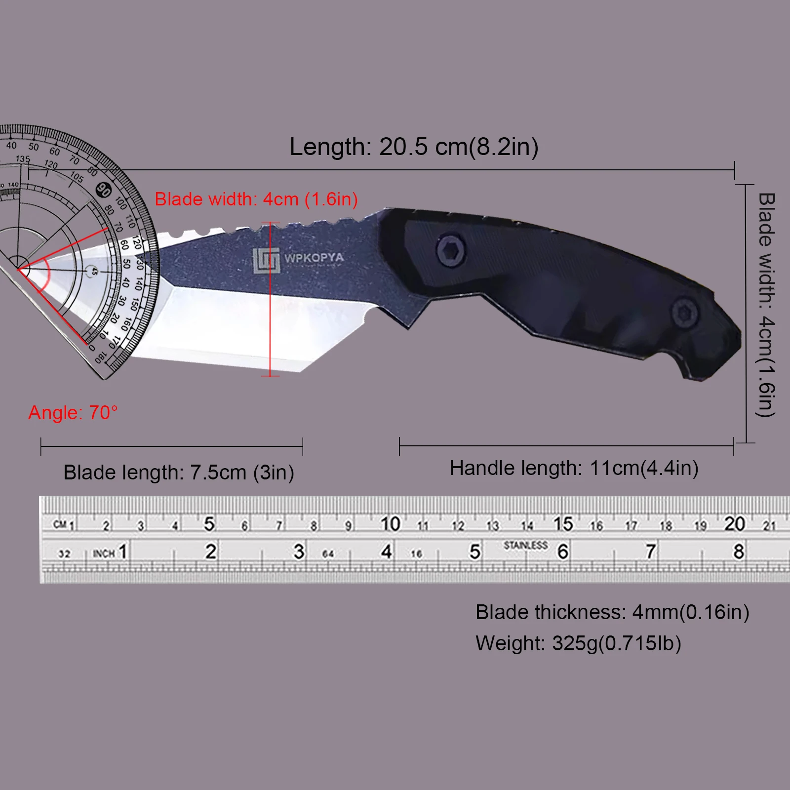 WPKOPYA tactical survival high hardness small straight knife field multi-functional hunting knife jungle mountaineering knife