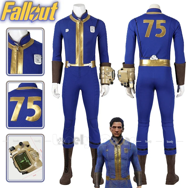 

Игра Fall Cos Out Vault 75, костюм для косплея, комбинезон, доспехи, униформа, реквизит для рук, аксессуары для защиты рук Люси Максимус, Хэллоуин