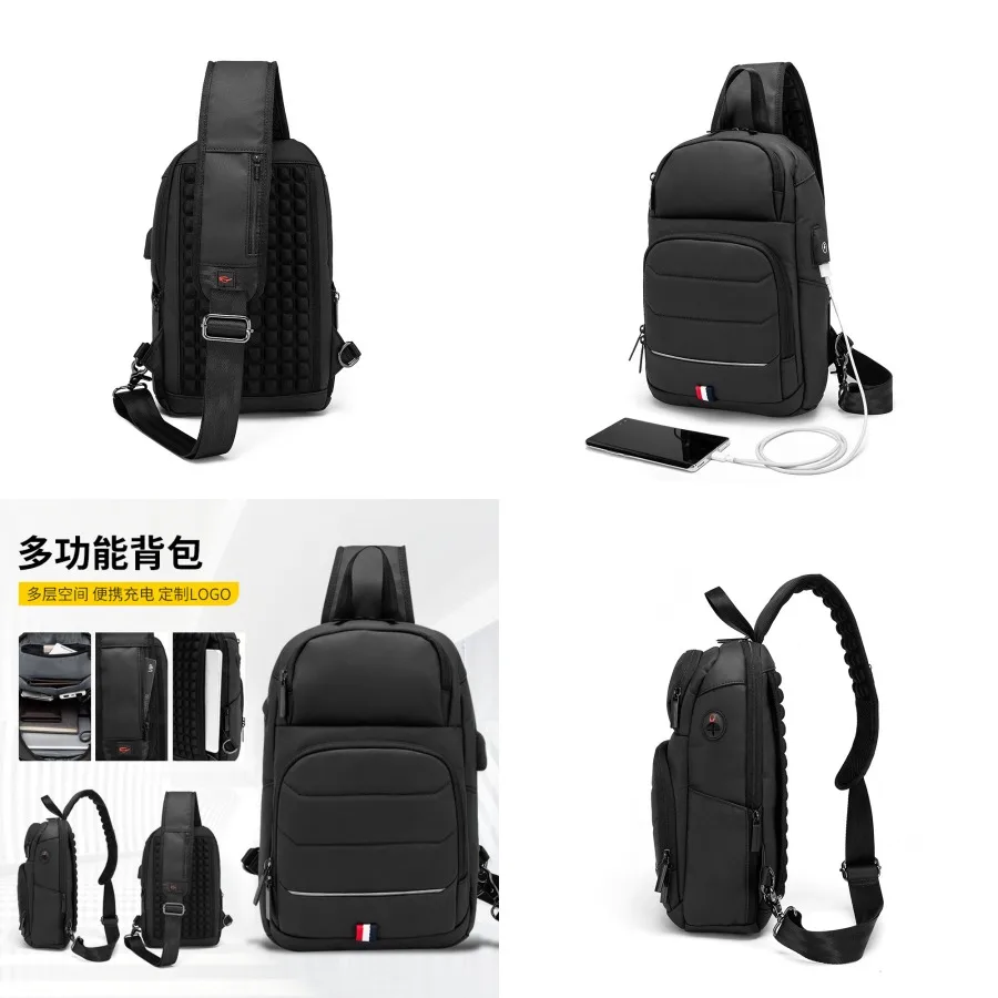 

【Новый стиль】- Мужская нагрудная сумка, деловая повседневная сумка через плечо, уличная сумка-мессенджер, многофункциональный рюкзак большой вместимости.