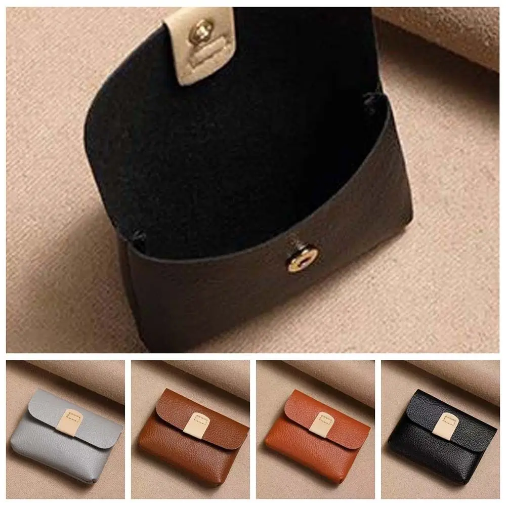 

Solid Color Short Coin Purse Waterproof Korean Style Small Leather Wallet Large Capacity Storage Bag ID Credit Card Holder