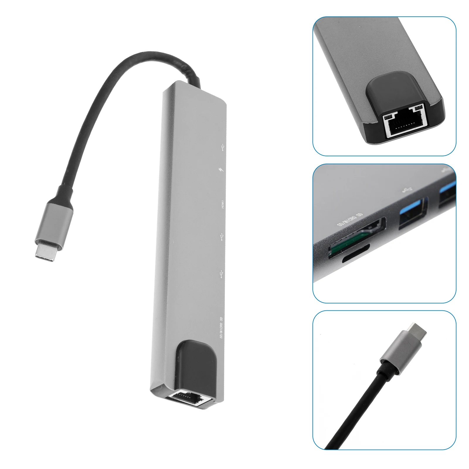 

8 Ports USB Hub Aluminum Alloy Data Splitter Lightweight Durable Computer Accessory Media Transfer Adapter Home Decor Item