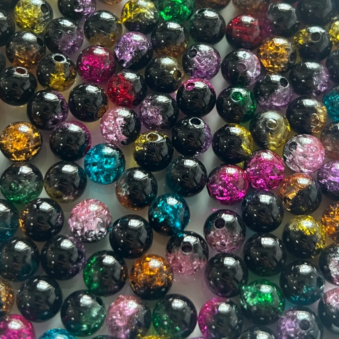 8mm Dark Style, Color Blend, Two Tone Gradient, Cracked Beads, Acrylic Beads, DIY Bracelets, Necklaces, Earrings, Decorative Bea