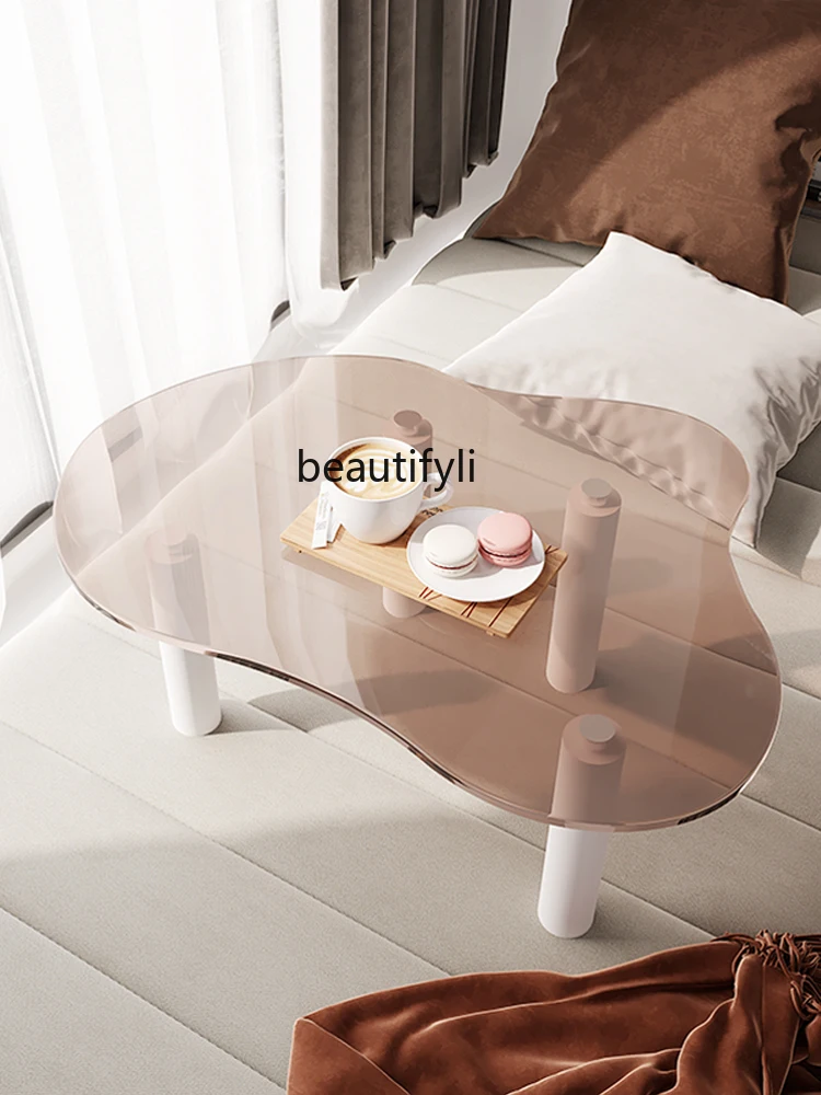 Nordic bay window, special-shaped cloud coffee table tempered glass tatami kang table low table simple window sill desk