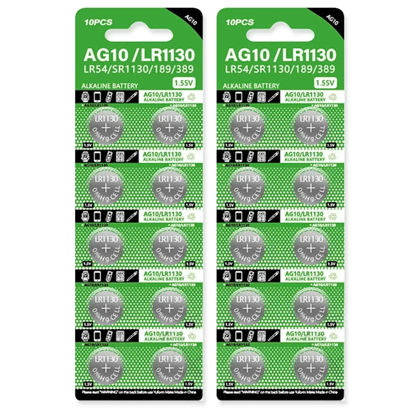 10-200 SZTUK BATERII AG10 LR1130 LR54 Alkalicznych Guzikowych 389A L1131 D189 1.55V Do Zabawek Zegarków Kalkulatorów — zdjęcie produktu 2