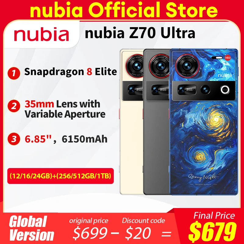 [World Premiere]Global Version Nubia Z70 Ultra Snapdragon 8 Elite 6150mAh Full screen with Under Display Camera 35mm 80W IP69&68