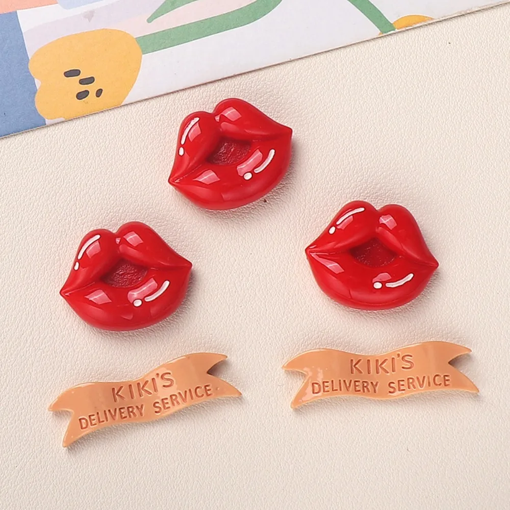 10pcs Kawaii Resin Flatback Mini Kiss Lips Charms Cabochons Embellishments for DIY Ornament Crafts Scrapbook Home Decorations