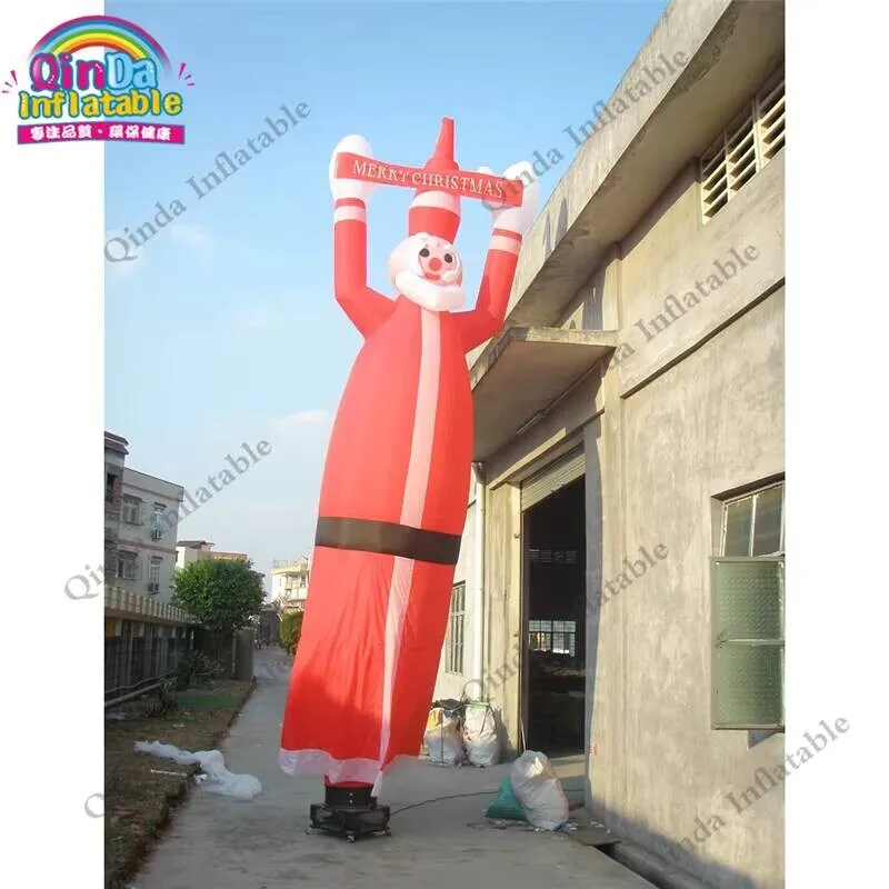 4M Height Inflatable Air Dancer For Christmas ,Inflatable Santa Claus Tube Man With Free Air Blower
