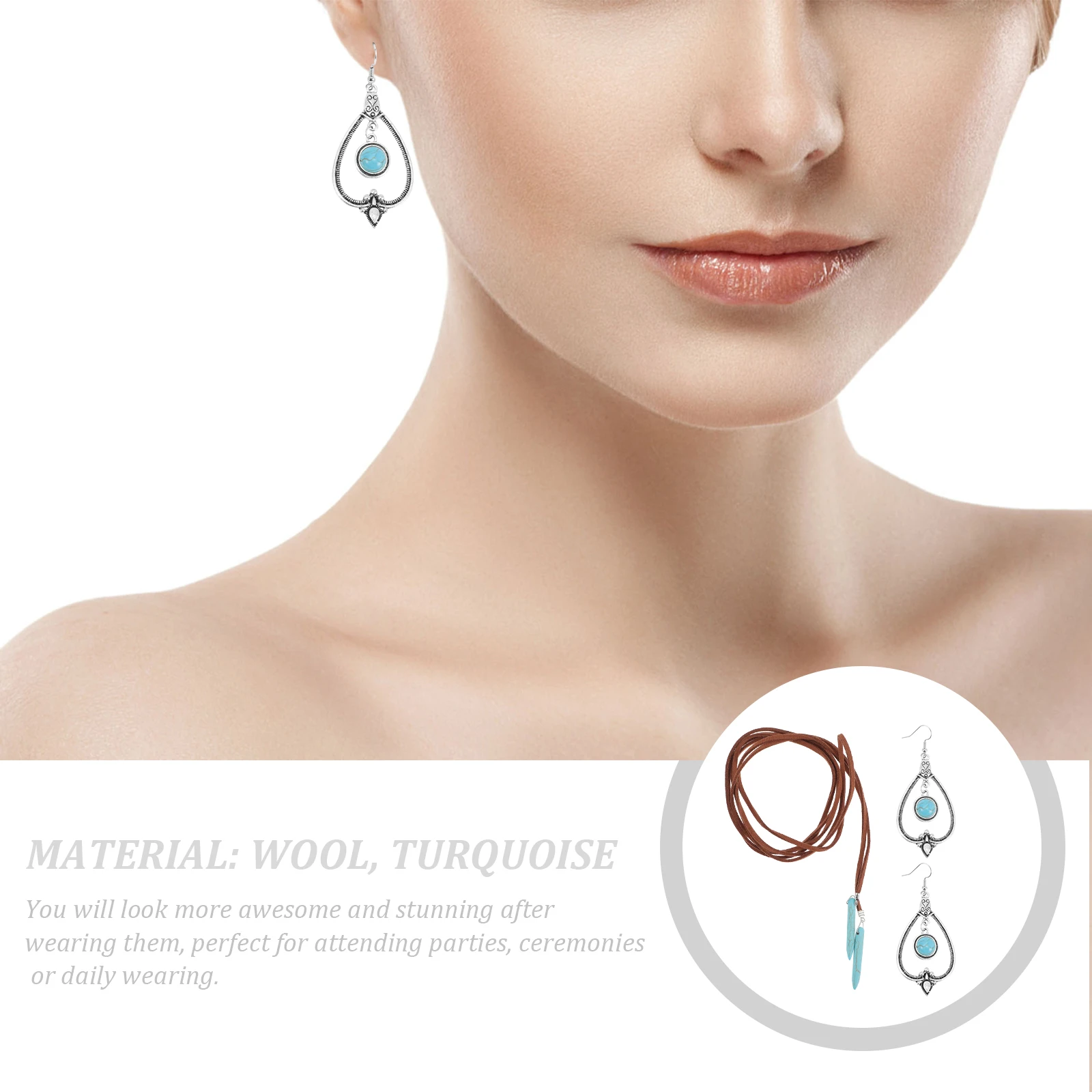 الفيروز قلادة الرقبة طقم مجوهرات النساء طقم مجوهرات الحجر الأخضر السلس حفلة ارتداء اليومي اكسسوارات الزفاف هدية