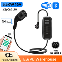 GEARELEC 16A 3.5kW EV Portable Charger Type2 Cable 220V EVSE Charging Wallbox Car Charger for Electric Vehicle WiFi APP Control
