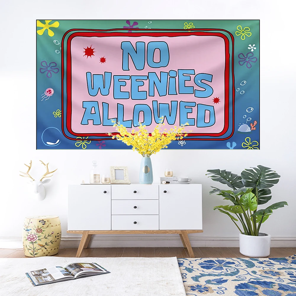 No Weenies Allowed Tapestry Wall Hanging Funny Meme Tapestry College Room Hostel Dorm Party Decor Tapestries Sofa Blanket